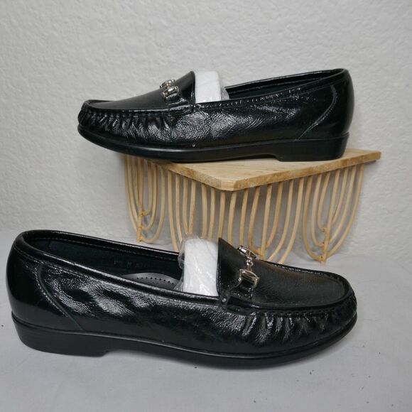 SAS Metro Horse Bit Loafers Slip-On Flat Black Patent Leather Tripad Size 9.5 M - Picture 6 of 11